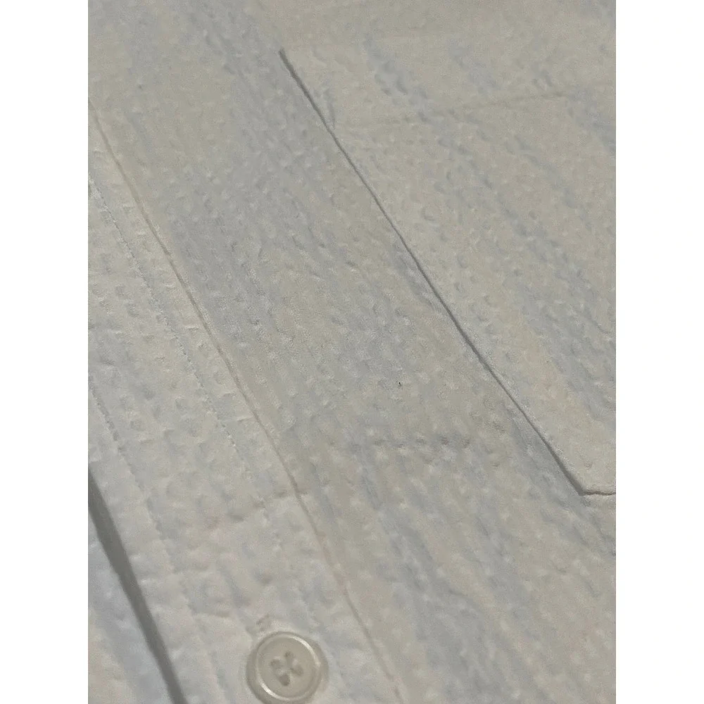 Banana Republic Mens XXL White Seersucker SS Button Down Shirt S/748719‎